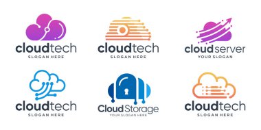 teknoloji, depolama, bulut simgesi illüstrasyonlu bulut logosu koleksiyonu.