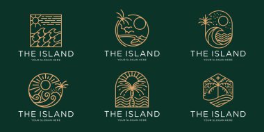 Minimalist ada mono hattı logo dizayn şablonu altın rengi.