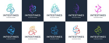 Sağlık ve doktor logosu koleksiyonu için bir dizi geometri çizgisi..