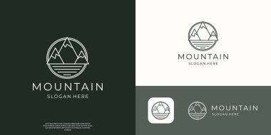 minimalist dağ çizgisi sanat logosu illüstrasyonu
