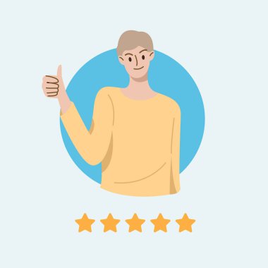 People making good sign, shows thumbs up.Customer review rating and client feedback on social media concept.Vector Illustration.