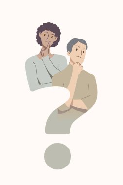 People are thinking to find solutions. Design Thinking creates innovation and creativity with question mark symbol.People character.Vector illustration.