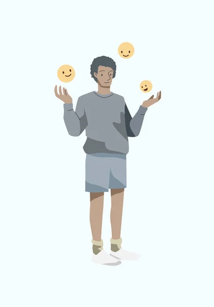 Ευτυχισμένοι Άνθρωποι Παίζουν Μπάλα Και Χαρούμενη Χαμόγελο Εικονογραφημένο Έννοια Της — Διανυσματικό Αρχείο