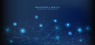 Healthcare and medical icon pattern innovation digital technology technology background. Medical, science and technology concepts. Abstract futuristic design. Vector illustration.