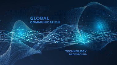 İleri teknoloji dijital teknoloji fütüristik devre dijital. Soyut fütüristik eğri dijital çizgi dizaynı. Modern fütüristik dizayn. Küresel ağ bağlantı teknolojisi. Vektör illüstrasyonu.