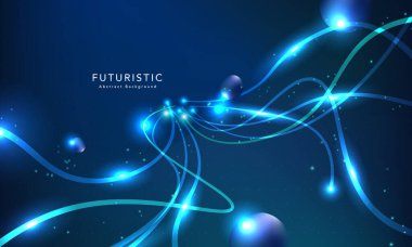 Fütürist teknoloji soyut arka plan. Soyut fütüristik eğri dijital çizgi tasarımı. Modern fütüristik tasarım. Dijital manzara düzeni teknolojisi. Vektör illüstrasyonu.