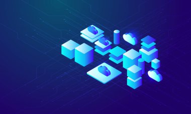 Gelecekçi bulut, akıllı platform, dijital arkaplan, güvenli sistem, iş dünyası, teknoloji, ölçeklenebilir çözüm.