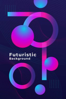 Canlı eğimli küreler, geometrik şekiller ve akan çizgilerle soyut fütüristik arkaplan. Teknoloji görselleri, EDM posterleri veya dijital tasarım şablonları için mükemmel.
