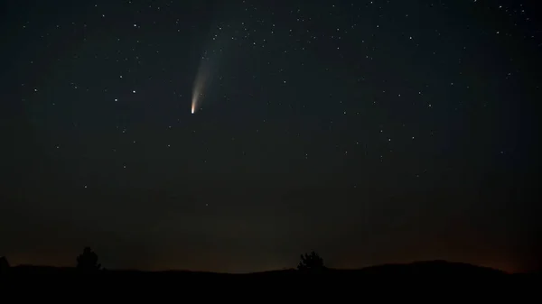 Comet Neowise Moves Night Sky Stars — Stock Photo, Image
