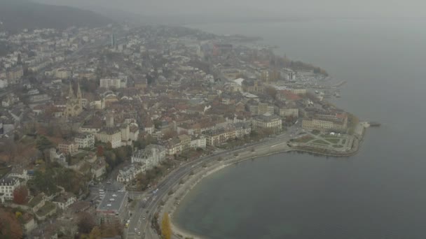 Luftaufnahme Der Altstadt Von Neuchatel Der Schweiz — Stockvideo