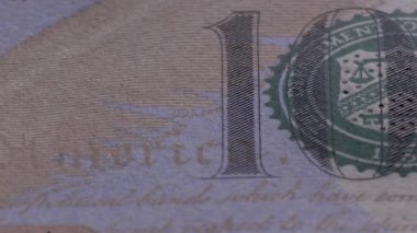 100 US dollar banknote Extreme macro. Fragment of one hundred dollar bill close-up. Cash money background. Detail view of USD currency cash. Business, investment, fiat money, finance.