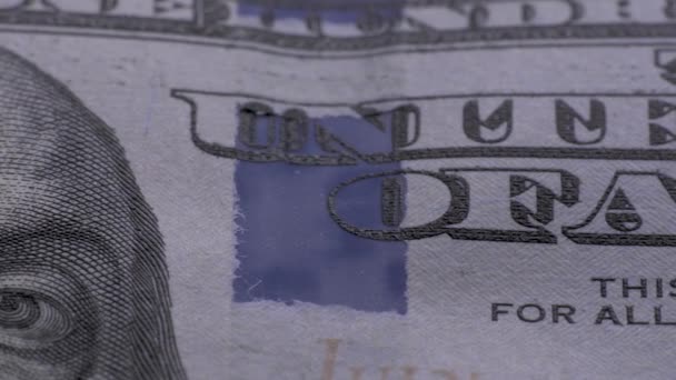 100 Dollar Banknote Extreme Macro Fragment One Hundred Dollar Bill — Video