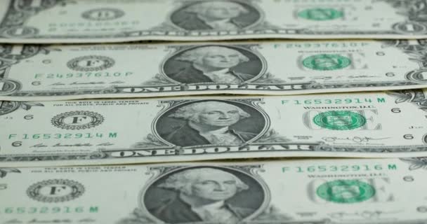 American One Dollar Paper Money Pile Desk Dollar Bills One — Vídeo de stock