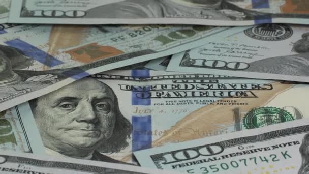 Американський Сто Доларів Паперових Грошей Столі Доларові Банкноти Сша Коштують — стокове відео