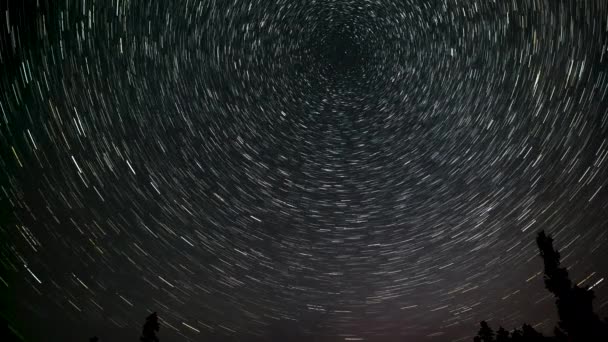 Звезды Движутся Вокруг Полярной Звезды Временной Промежуток Звездных Следов Ночном — стоковое видео