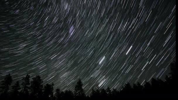 Звезды Движутся Вокруг Полярной Звезды Временной Промежуток Звездных Следов Ночном — стоковое видео