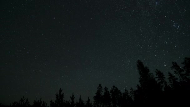Timelapse Ruchomych Gwiazd Nocnym Niebie Gwiazdy Poruszają Się Wokół Gwiazdy — Wideo stockowe