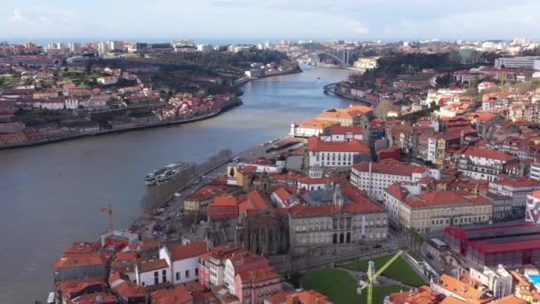 Porto Portekiz Ünlü Bir Avrupa Kenti Douro Nehri Nin Merkezinin — Stok video