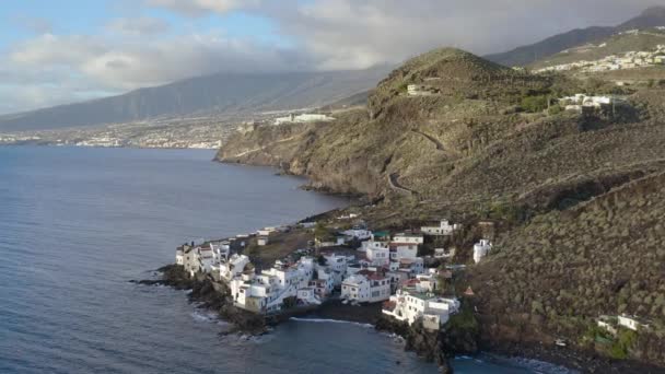 Vista Aérea Costa Isla Tenerife Canarias Español Con Pueblo Varadero — Vídeo de stock