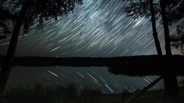 Χρονικό Κενό Από Αστρικά Μονοπάτια Στον Νυχτερινό Ουρανό Πάνω Από — Αρχείο Βίντεο
