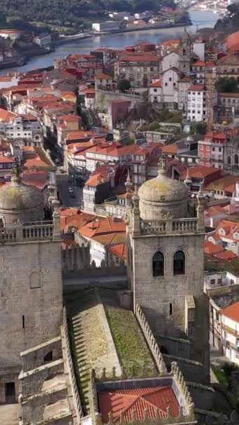 Porto Portekiz Ünlü Bir Avrupa Kenti Porto Katedrali Nin Merkezinin — Stok video