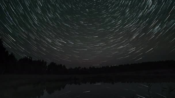Lapso Tempo Das Trilhas Estrelas Forma Cometa Céu Noturno Sobre — Vídeo de Stock