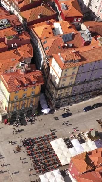 Porto Portugalia Widok Lotu Ptaka Słynne Historyczne Miasto Europejskie Ribeira — Wideo stockowe
