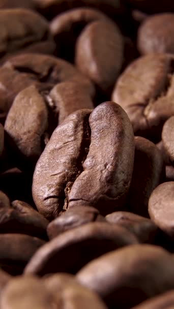 Rotating Shot Delicious Roasted Coffee Beans Texture Coffee Beans Macro — Stock Video