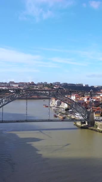 Porto Portugal Aerial View Famous Historic European City Center Luis — Stock Video
