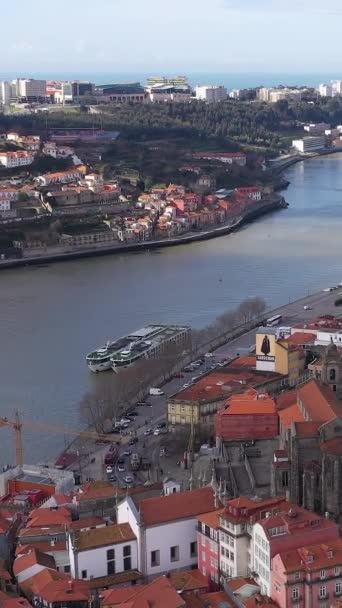 Porto Portugal Vue Aérienne Centre Une Célèbre Ville Historique Européenne — Video
