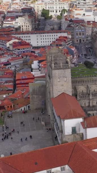 Porto Portekiz Ünlü Bir Avrupa Kenti Porto Katedrali Nin Merkezinin — Stok video