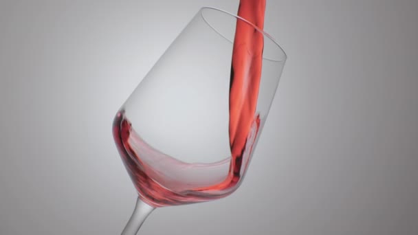 Rode Wijn Vormt Een Prachtige Golf Wijn Gieten Wijnglas Witte — Stockvideo