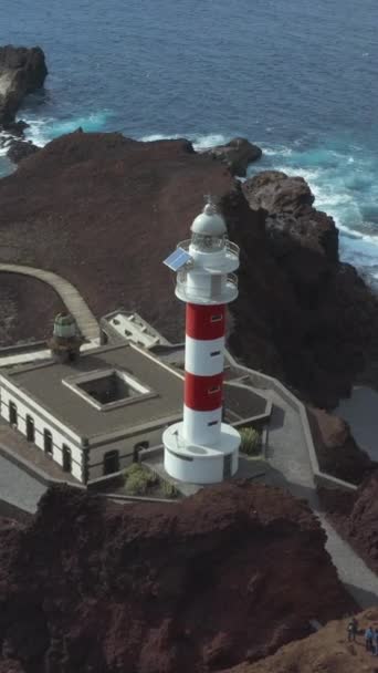 Vista Aérea Farol Punta Teno Ilha Tenerife Espanha Bela Paisagem — Vídeo de Stock