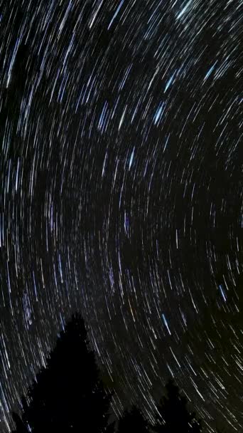 Временной Промежуток Звездных Следов Ночном Небе Звезды Движутся Вокруг Полярной — стоковое видео
