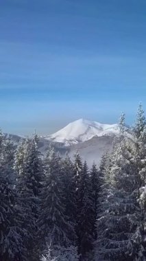 Görkemli hava manzarası karla kaplı dağların sakin güzelliğini yakalar açık bir günde yükselen yemyeşil ağaçlarla çevrili. Sakin bir kış manzarası keşfedilmeyi bekliyor. Dikey görüntüler