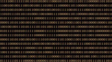 Bu arkaplan, dijital teknoloji ve veri iletişimini canlı bir şekilde temsil eden çeşitli gölgelerde ikili kodların karmaşık bir modelini içerir..