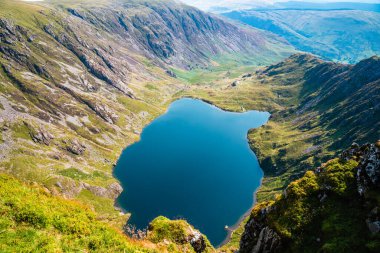 Climbing and lake view on cadair idris hill in wales 2022.