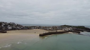 St. Ives, Cornwall, England February 5th 2023. View city on winter time from drone.