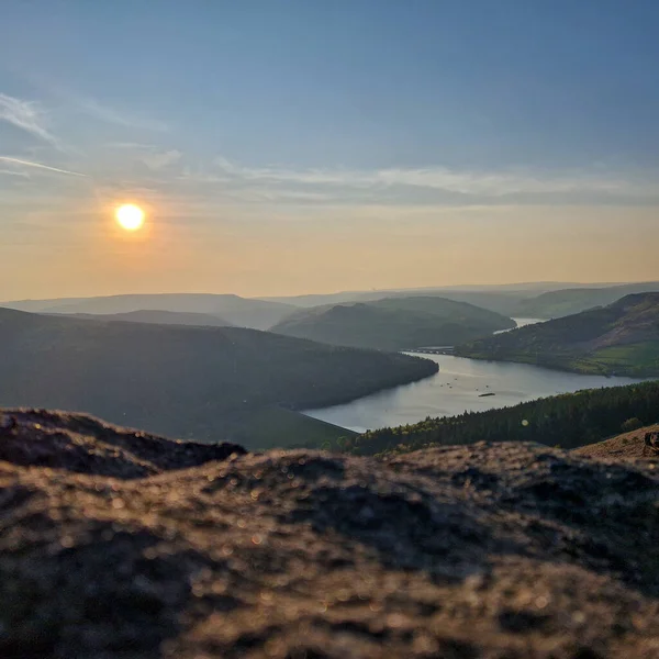 Das Foto Zeigt Einen Sonnenuntergang Bamford Edge Peak District Der — Stockfoto