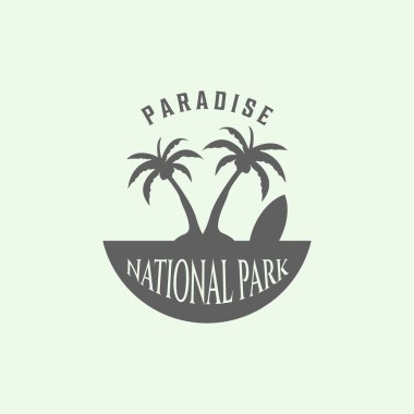 Cennet palmiyesi klasik logosu minimalist illüstrasyon sörf Oscar 'ı