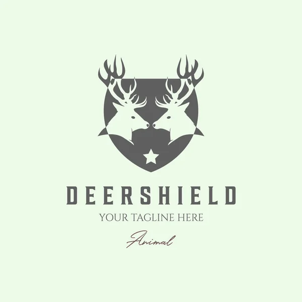 Avcı geyik başı antika minimalist tasarım logo hayvanları