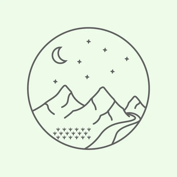 Скелі Лінія Мистецтва Логотип Дизайн Мінімалістична Ілюстрація Значок — стоковий вектор