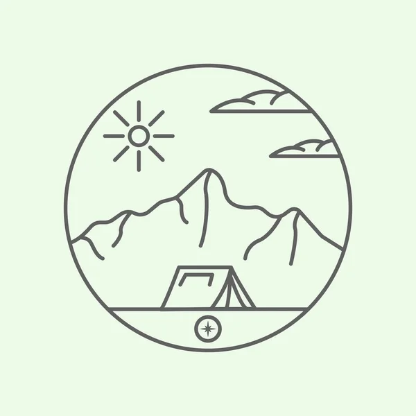 Пагорби Лінія Мистецтва Логотип Дизайн Мінімалістична Ілюстрація Значок — стоковий вектор