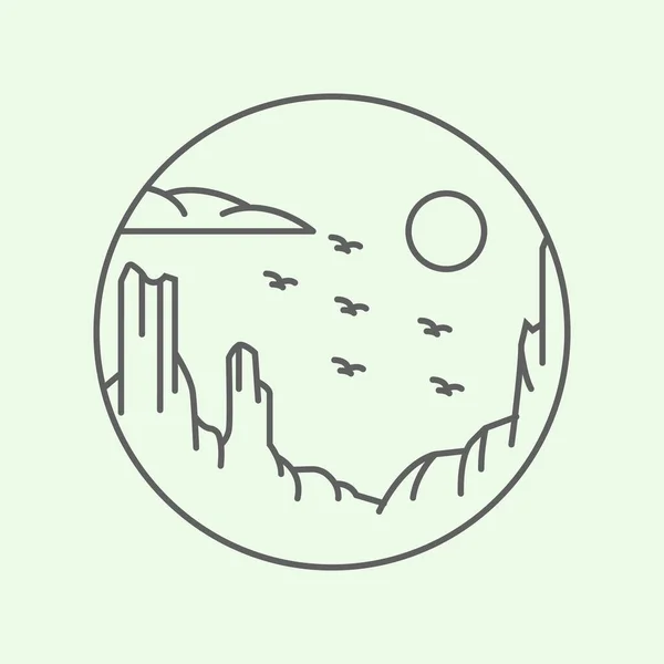 Иконка Минималистской Иллюстрации Дизайна Логотипа Творческой Линии Гор — стоковый вектор