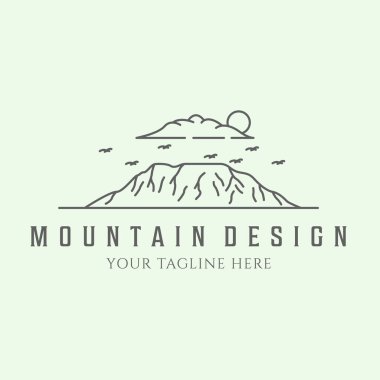 dağ logosu çizgisi sanat minimalist tasarım resimleme simgesi veya tepe minimal çizgi sanat tasarımı