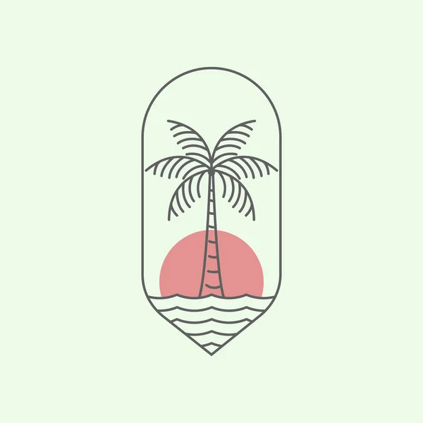 Japon gün batımı deniz cenneti sanat logosu minimalist illüstrasyon ikonu tasarımı