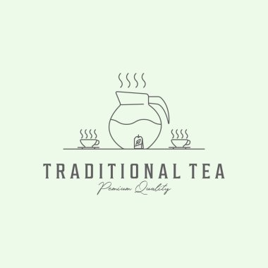 ikon geleneksel çay hattı sanat minimalist illüstrasyon logosu tasarımı