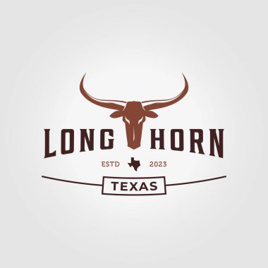 kurukafa longhorn Batı Texas logo vektör tasarım resimleme simgesi