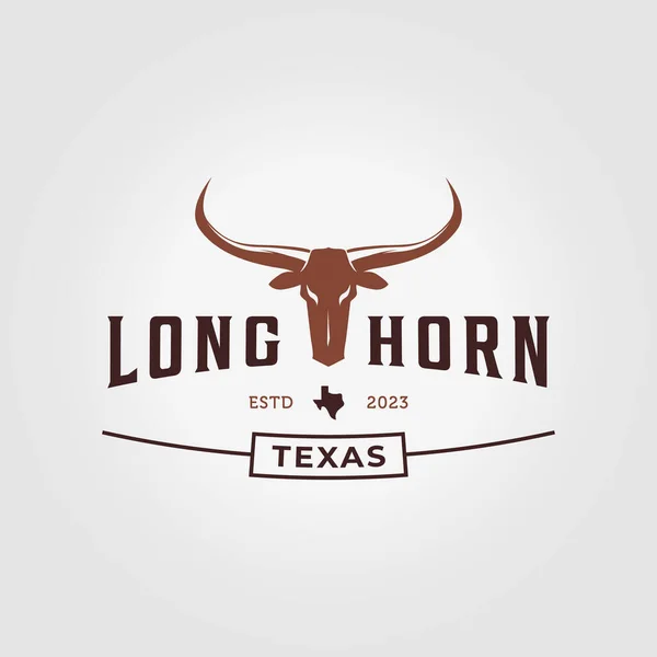 kurukafa longhorn Batı Texas logo vektör tasarım resimleme simgesi