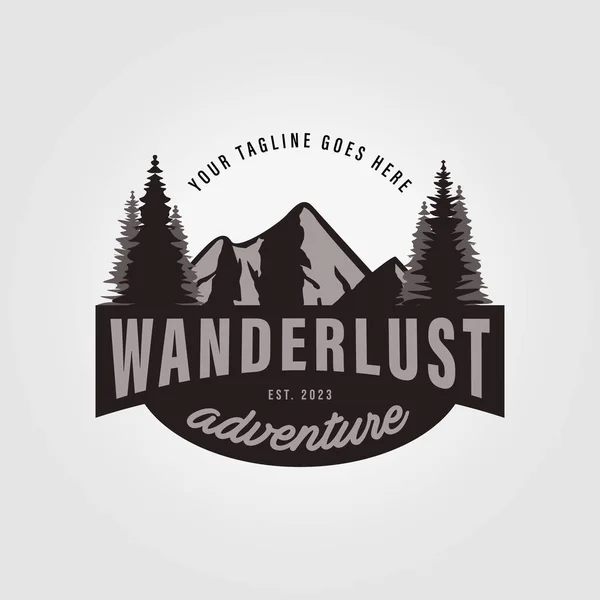 Wanderlust Góry Przygoda Logo Projekt Ikona Wektor Ilustracja — Wektor stockowy